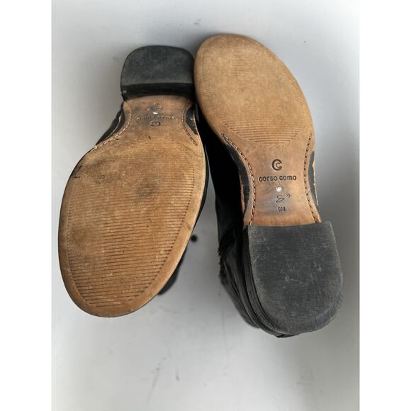 Corso Como 1" Flat tall black leather Quilted boots zipper comfort Size 9 M - Picture 5 of 13